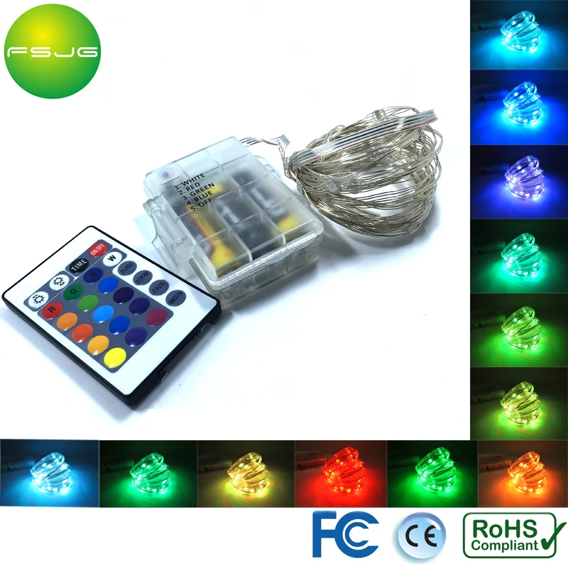 10pcs/lot Multicolor 10M 100LEDS RGB USB 5V Copper Wire Controller