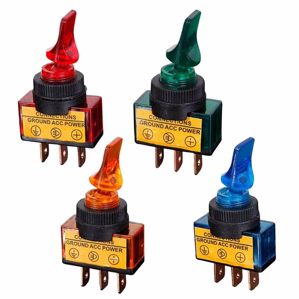 Automotive Toggle Switch 3 Pin ON OFF with lamp DC 12V 20Alamp switch