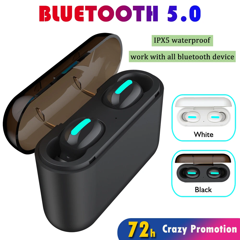 Bluetooth наушники 5,0 + EDR спортивные мини TWS наушники с 1500 мАч зарядное устройство чехол Q32 беспроводные наушники для мобильного телефона