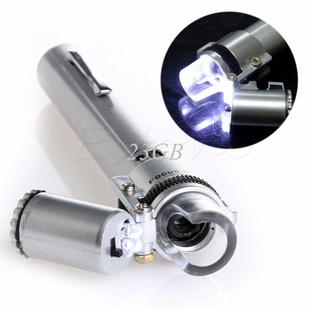 

LED Zoom Microscope Pocket Currency Jewelry Magnifier Lens 100X M02
