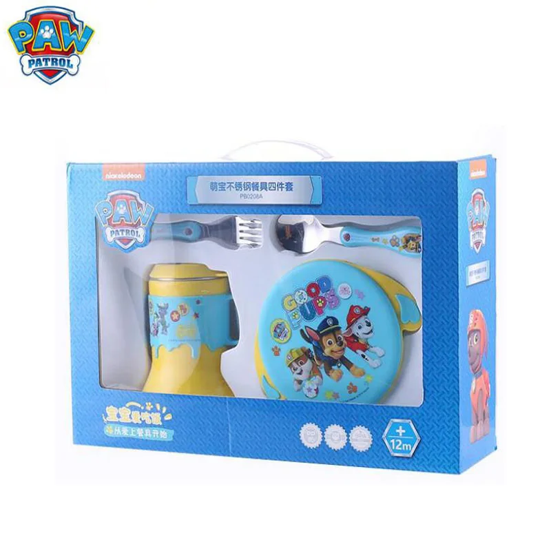 

Original! Genuine Paw Patrol 304 Stainless Steel 380ml bowl + 250ml cup+ 1set fork and spoon whole set kids Birthday toy gift