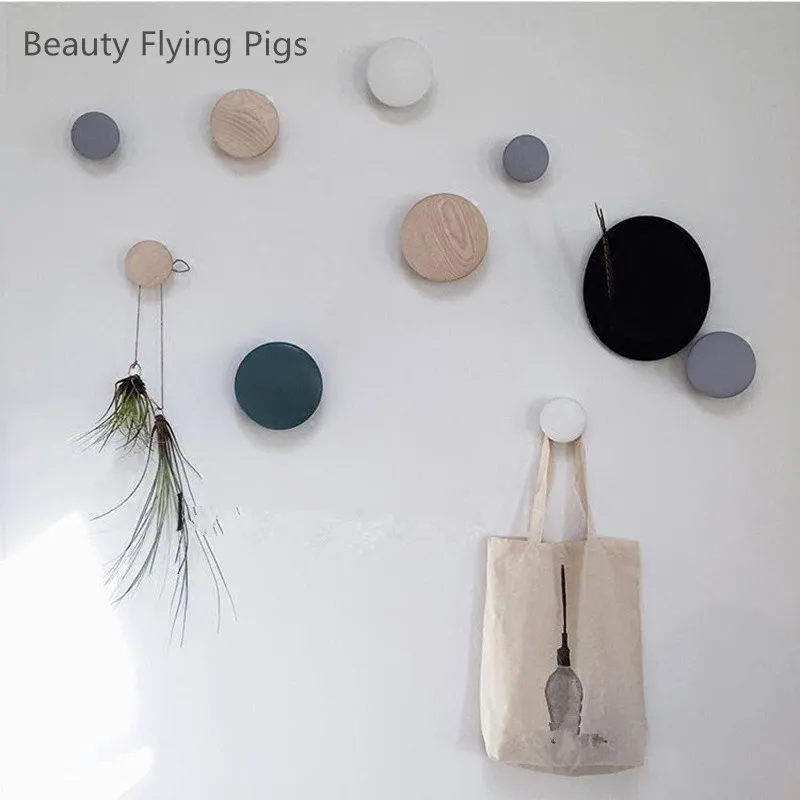

Wall Decoration storage holde Natural wood Simple Fashion Decorative Wall Hook Room Clothing Rack Bag Wall Holder