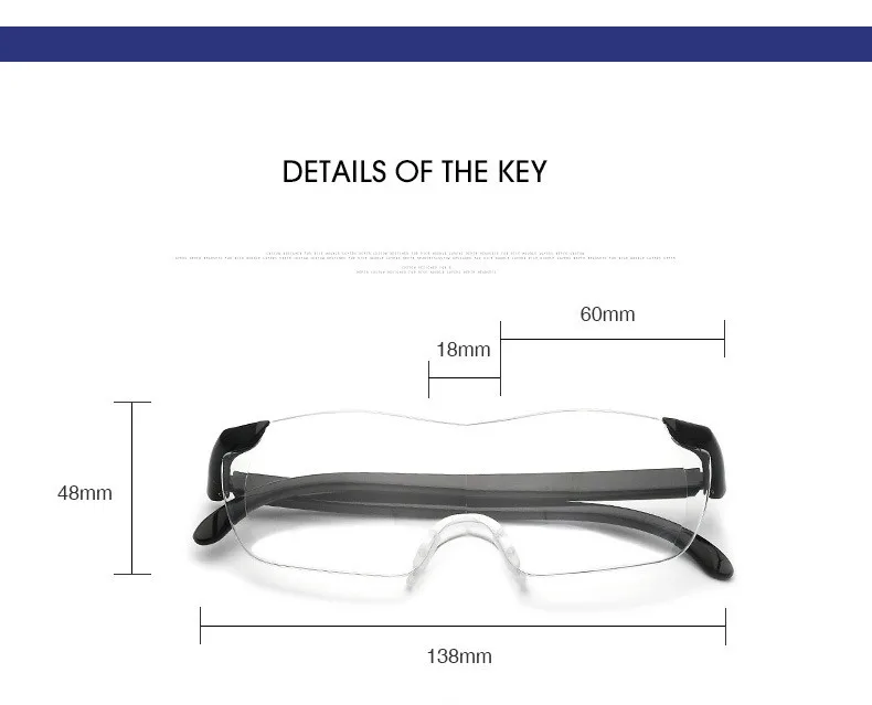 Модные очки для чтения с большим видением 250%, увеличительная линза на 250 градусов для дальнозоркости+ 250