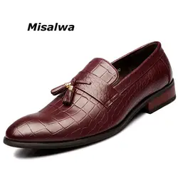 Misalwa для мужчин s дизайнерские кожаные туфли итальянский кисточкой Лоферы для женщин Мокасины мужчин Oxford обувь на каждый день цвет красного
