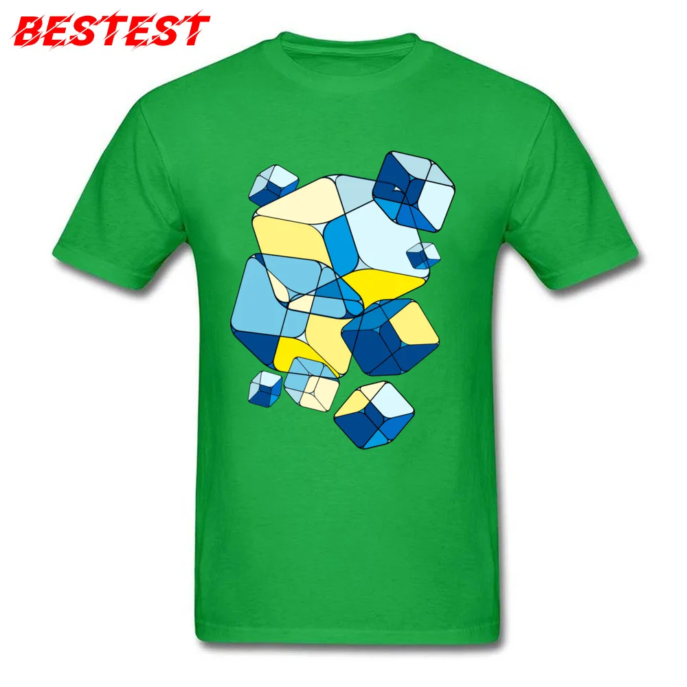 Casual Round Collar T-Shirt NEW YEAR DAY Tops Shirt Short Sleeve Prevalent 100% Cotton Normal Tshirts Unique Male Lemon juice on the rocks geometric art green