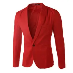 Мужской Костюм приталенный Блейзер костюм куртка terno masculino мужской костюм пиджак однотонный красный d90531