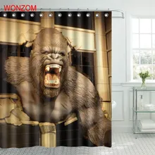 WONZOM Howling Gorilla Polyester Fabric Shower Curtain Bathroom Decor Waterproof Animal Cortina De Bano With 12 Hooks Gift 2017 WONZOM Howling Gorilla Polyester Fabric Shower Curtain Bathroom Decor Waterproof Animal Cortina De Bano With 12 Hooks Gift 2017