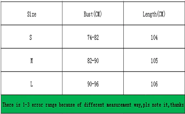 SVCQ size chart