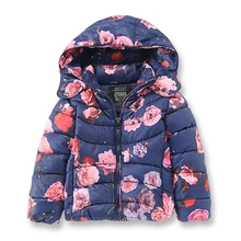 Brand Girl Winter Jackets Thick Hooded Outerwear for Girls Fashion Printed Flower Kids Clothes Warm Girl Jackets & Coats 2-8 Yrs