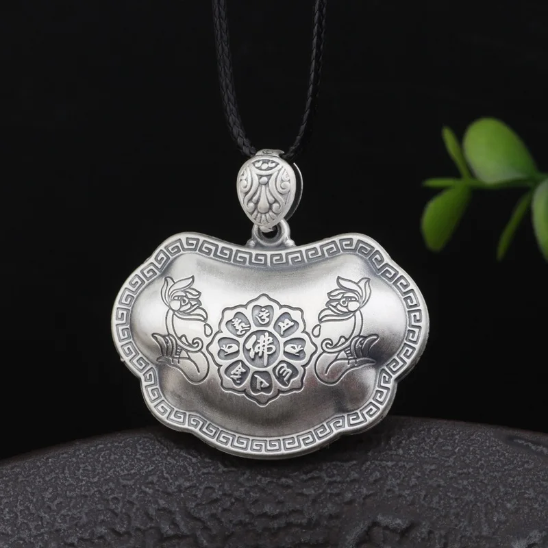 

2019 Rushed Choker Necklace Lotus Thai Wholesale And The New 999 Fine Matte Six Words Best Changmingsuo Pendant Female Lock Bag