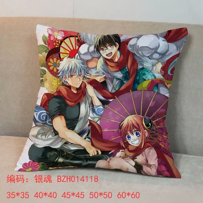 Бесплатная доставка Серебряная Душа аниме Gintama мультфильм двусторонняя печать 45*45 см мягкие вещи квадратный плюшевые Поддержи пледы