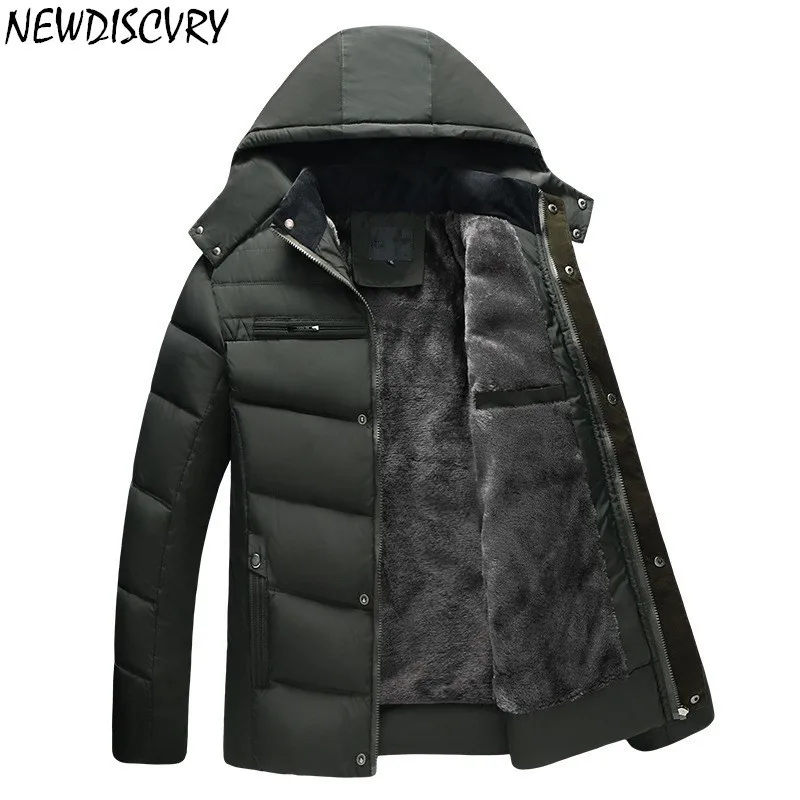  NEWDISCVRY Men's Hooded Parka Winter Man Jacket Waterproof 2018 Thick Fleece Warm Men Coat Casual Overcoat Male Clothes Outwear