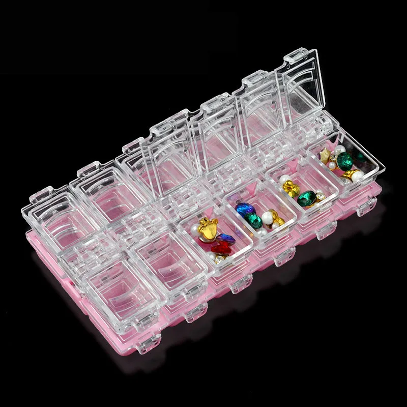 

12 Grids Clear Acrylic Empty Storage Box Grid Nail Art Storage Box Rhinestone Bead Acrylic P3