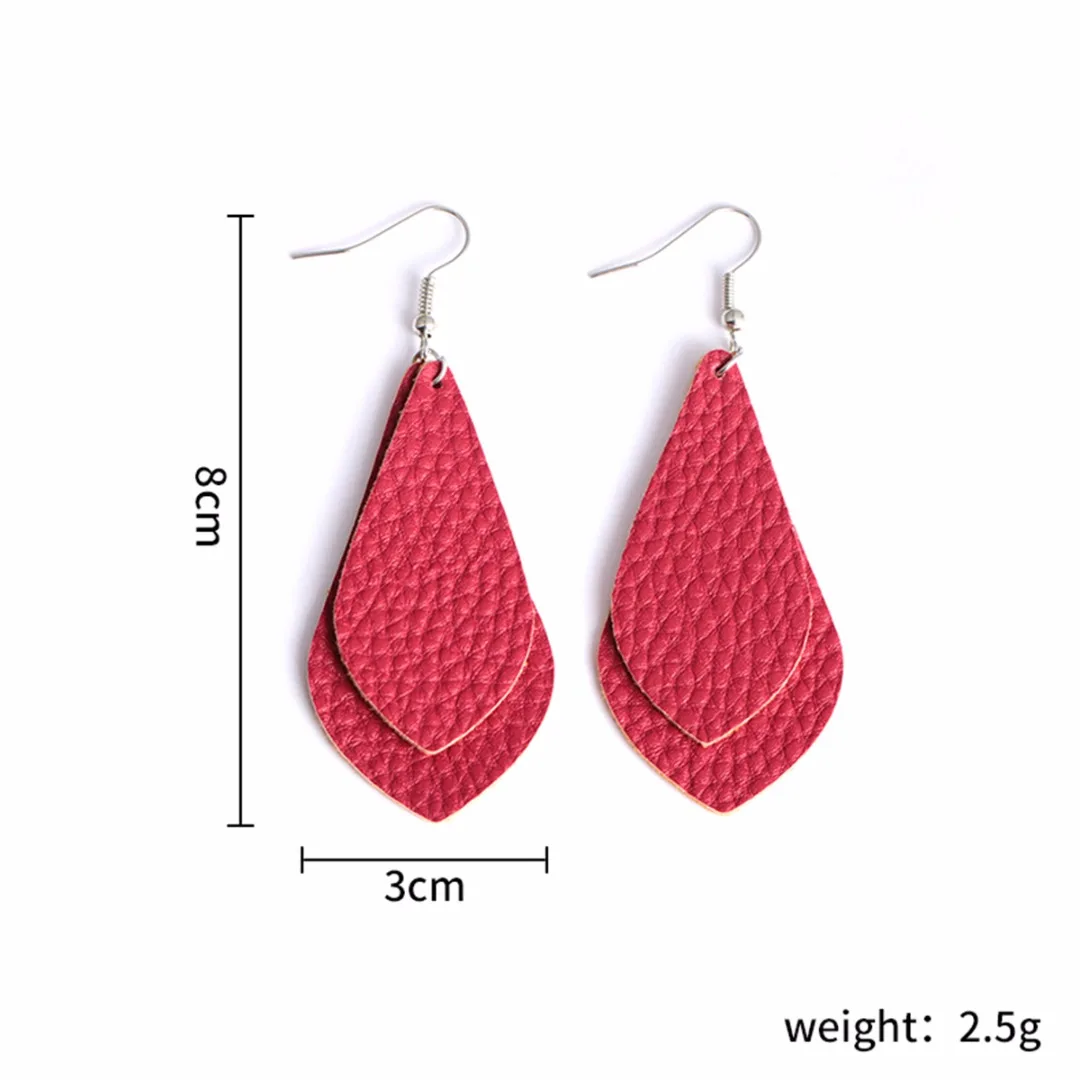 Bohemian PU Leather Long Drop Earrings For Women Trendy Statement Multi Layer Water Drop Earring oorbellen Jewelry Shellhard