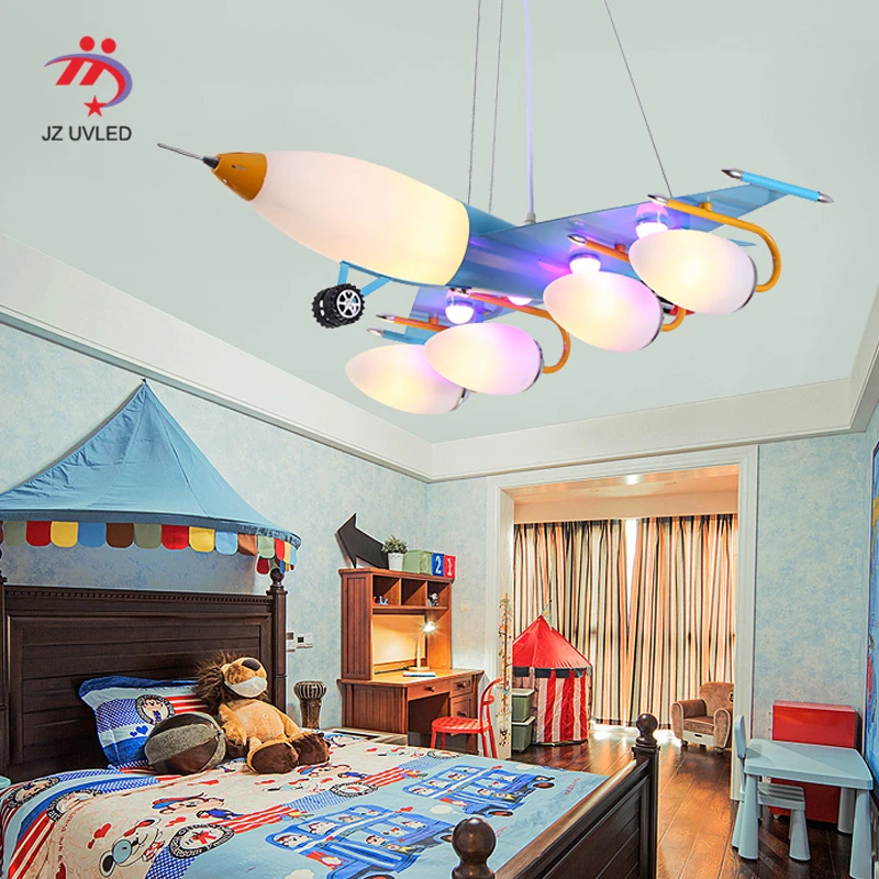

Children's room aircraft creative LED bulb chandelier three-color adjustable eye chandelier children's pilot dream night light