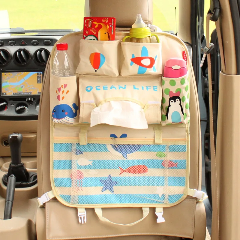 Мультяшная сумка для хранения на заднем сидении автомобиля, органайзер, автомобильные аксессуары для интерьера, милая детская сумка