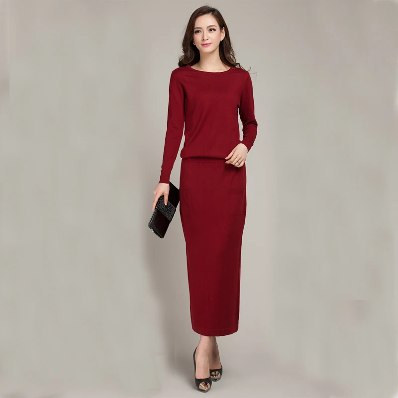 Empfohlen c6MFT 2018 New Spring and Autumn Female Round neck Floor length Cashmere Sweater One piece Dress Casual Solid Knitting Women Dress Empfohlen c6MFT 2018 New Spring and Autumn Female Round neck Floor length Cashmere Sweater One piece Dress Casual Solid Knitting Women Dress
