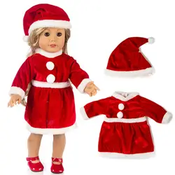 18 "Девочка Кукла Санта-Клаус платье подходит для 38 см кукла рождественское платье шляпа кукла аксессуары детские подарки