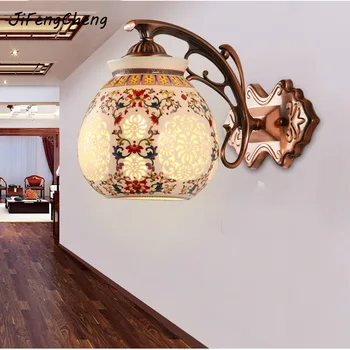 

Chinese Style Retro Wall Lamp Led Bathroom Wall Light 110V 220v Ceramics10W Indoor Lighting Classical Hollow Carved Led Fixtures