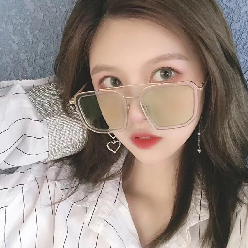 

Retro square Sunglasses Women 2019 Luxury Brand Original Designer Metal Transparent Sun Glasses Female Gafas Oculos De Sol UV400