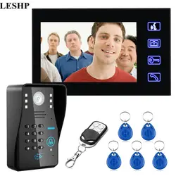 LESHP проводной дверной звонок 7 дюйм(ов) RFID пароль видео домофон дверной звонок с ИК-камерой HD ТВ линия пульт дистанционного управления
