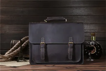 

ALAVCHNV new retro top layer crazy horse leather men's multi-function shoulder messenger bag 6912