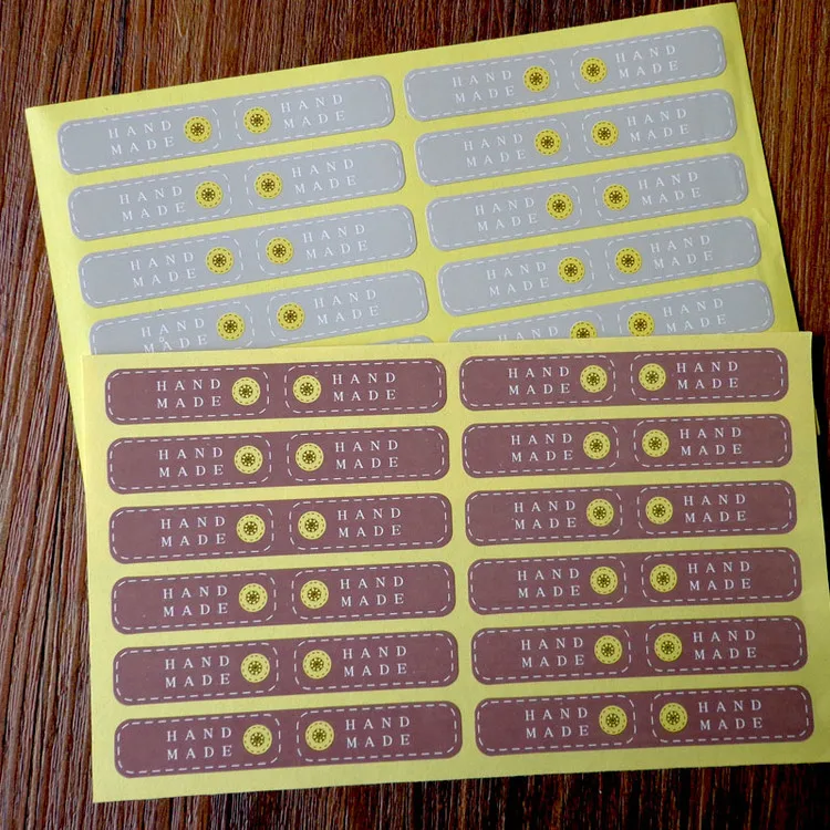 

120pcs Red Light Gray Zakka Button Cute Handmade Cake Packaging Sealing Label Adhesive Sticker Baking DIY Gift Stickers M1200