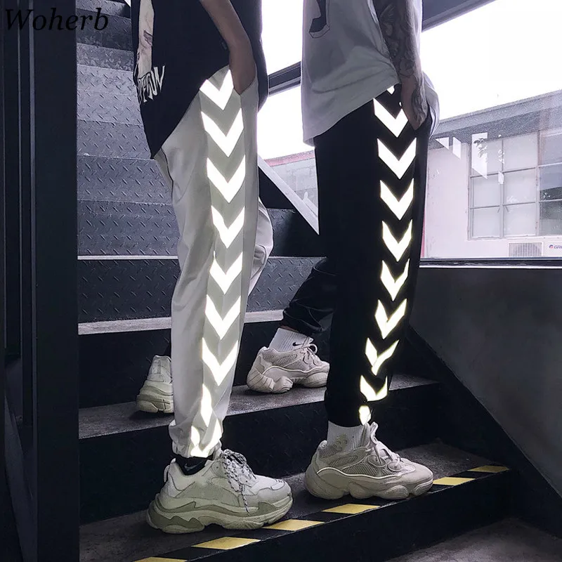 

Woherb 2019 Flash Reflective Jogger Pants Women Harajuku Harem Pant Streetwear Trousers Summer Casual Sweatpants Pantalones