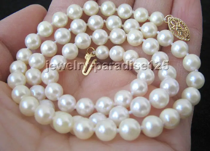 

FREE SHIPPING HOT sell new Style >>>> Genuine 17 " 7-8mm natural white sea water akoya pearl necklace