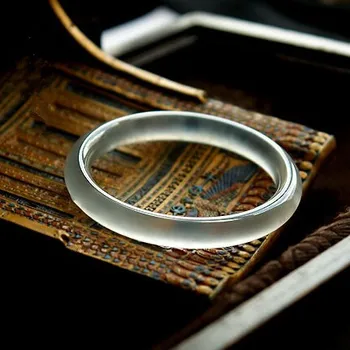 

Authentic natural yu stone bracelet Female style transparent white bracelet jewelry gifts
