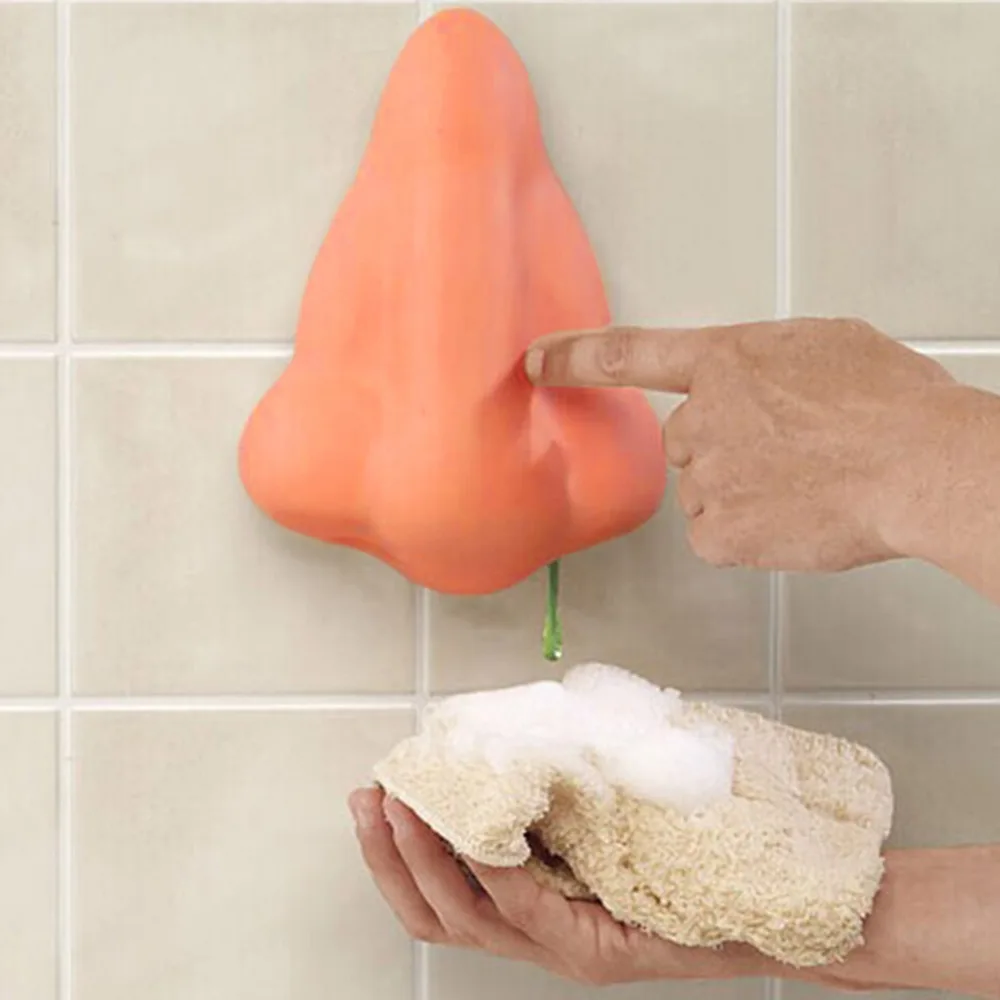 High Quality Soft Rubber Nose Shape Soap Dispenser for Bathroom with Suction Hooks Cute Shower