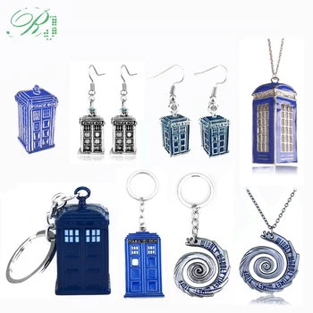 

RJ 20Pcs/Lot Keychain Dr. Mysterious Blue Dalek Tardis Pendant Police Box Letter Keyring Chaveiro For Men Jewelry