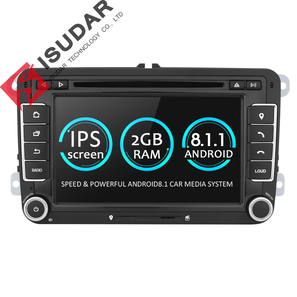 Isudar Car Multimedia Player Android 8.1 2 Din Car DVD For Volkswagen/VW/POLO/PASSAT/Golf/Skoda/Octavia/Seat/Leon GPS Radio DSP