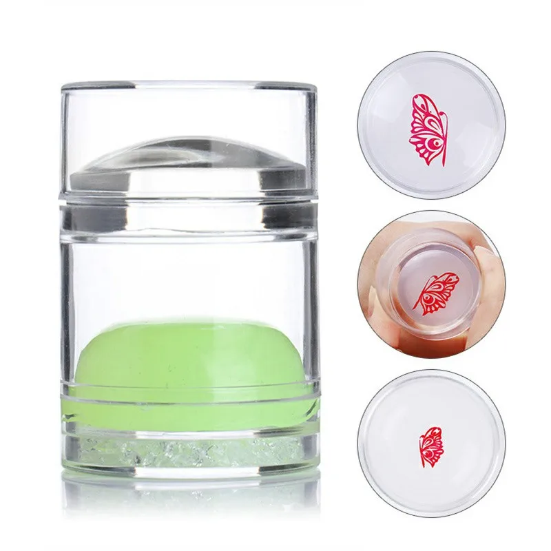 1 Pc Dual-ended Clear White Jelly Stamper Silicone with Rhinestone Nail Art Stamper with Scraper Nail Tool - Цвет: Yellow