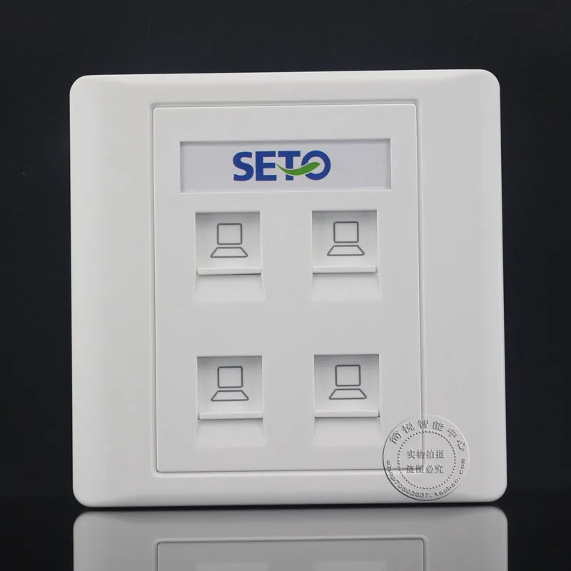 Wall Plate 4 Ports RJ45 Network Ethernet LAN CAT6 Socket Outlet Panel
