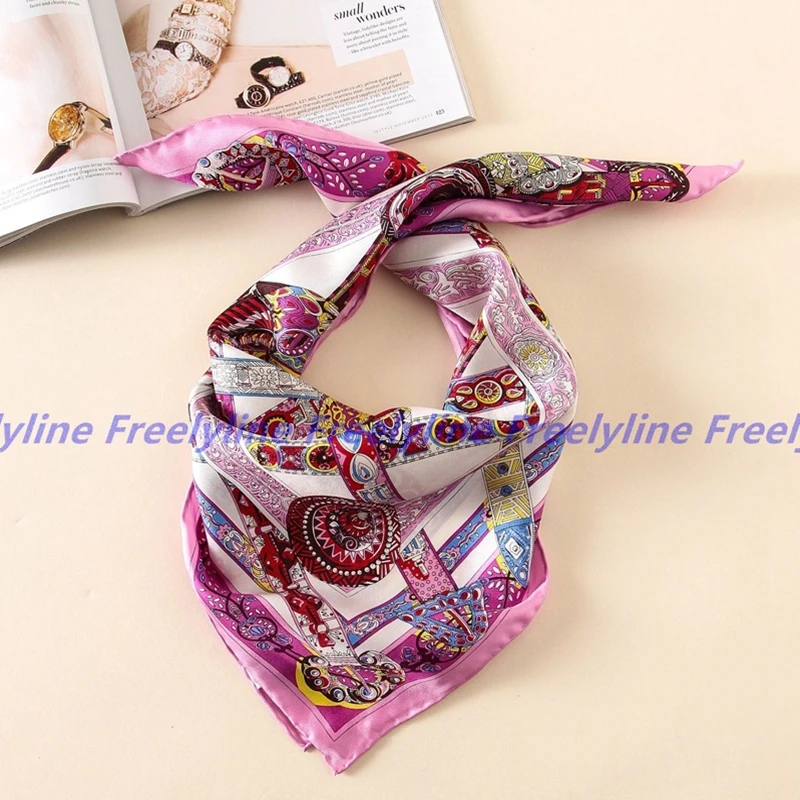 Small Square Silk Scarf Neckerchief Bandana Women Fashion Print Silk