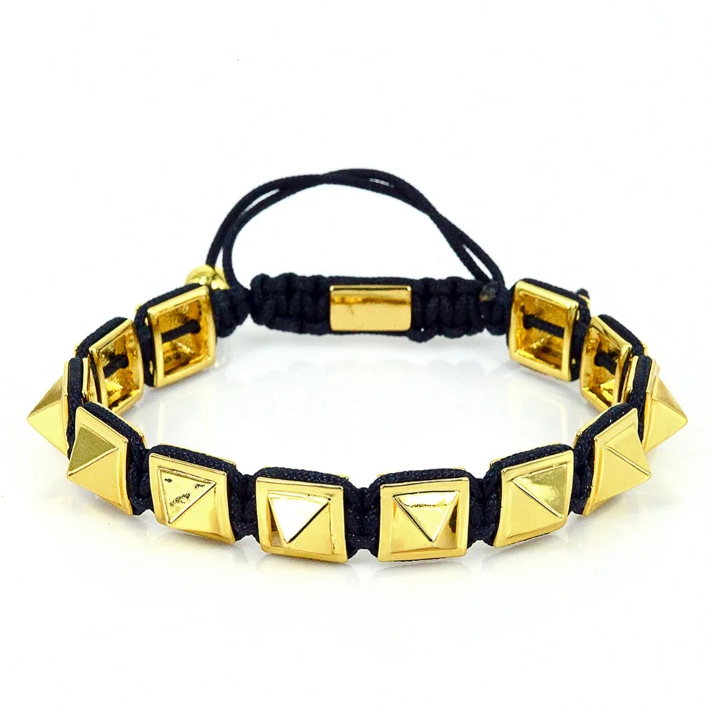 Модный браслет для мужчин Императорский квадратный талисманы Плетеный Pulseiras Feminina макраме шипы браслеты панк-рок, украшения