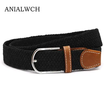 

2020 New Limited Adult 110cm Blets For Women Plain Webbing Buckle Woven Belt Female Stretch Elasticity Belts And Strap D002