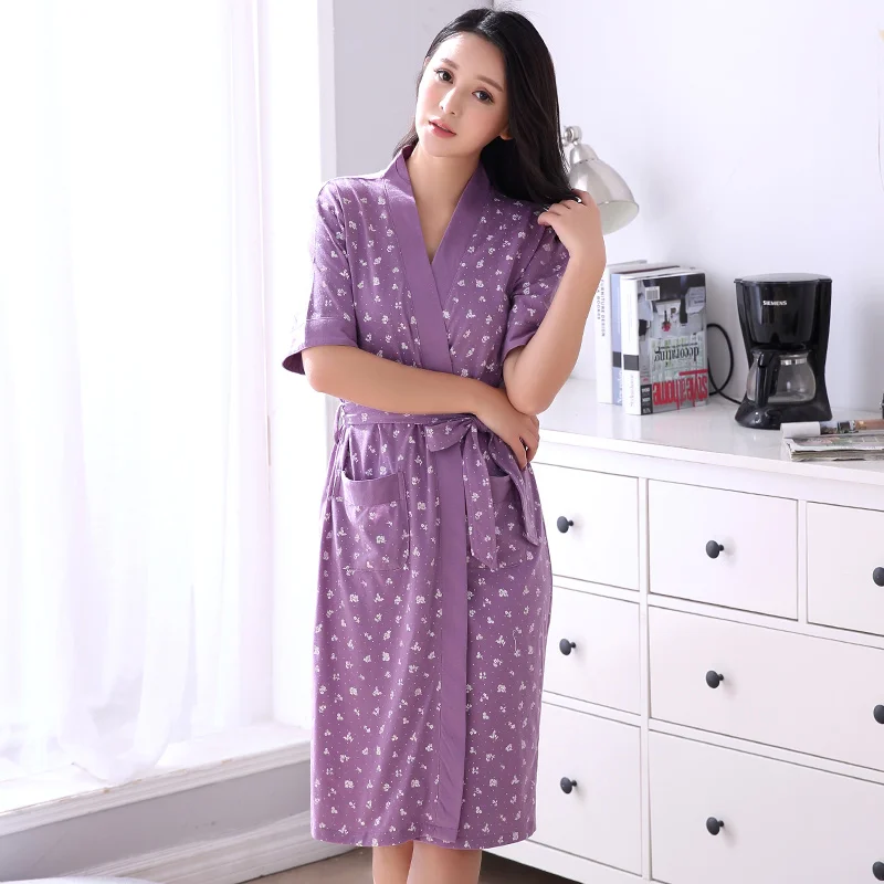 Robe Women's Summer Shorts Bathrobe Plus Size Spa Robe Belt Women