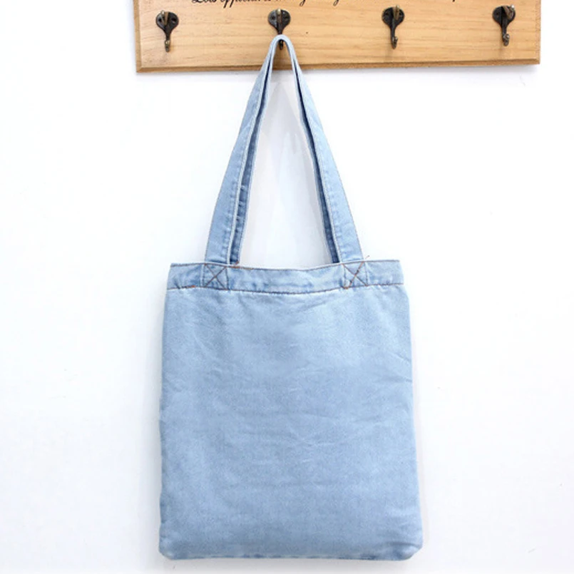Jiessie Angela Brand Designer Women Denim Tote Ping Bag Casual Jiessie Angela Brand Designer Women Denim Tote Ping Bag Casual Blue Fabric Plain Jean Top Handle Front Pocket Shoulder In Bags From
