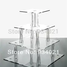 Квадратная 4 ярусная акриловая Свадебная витрина для тортов, подставка для торта из оргстекла