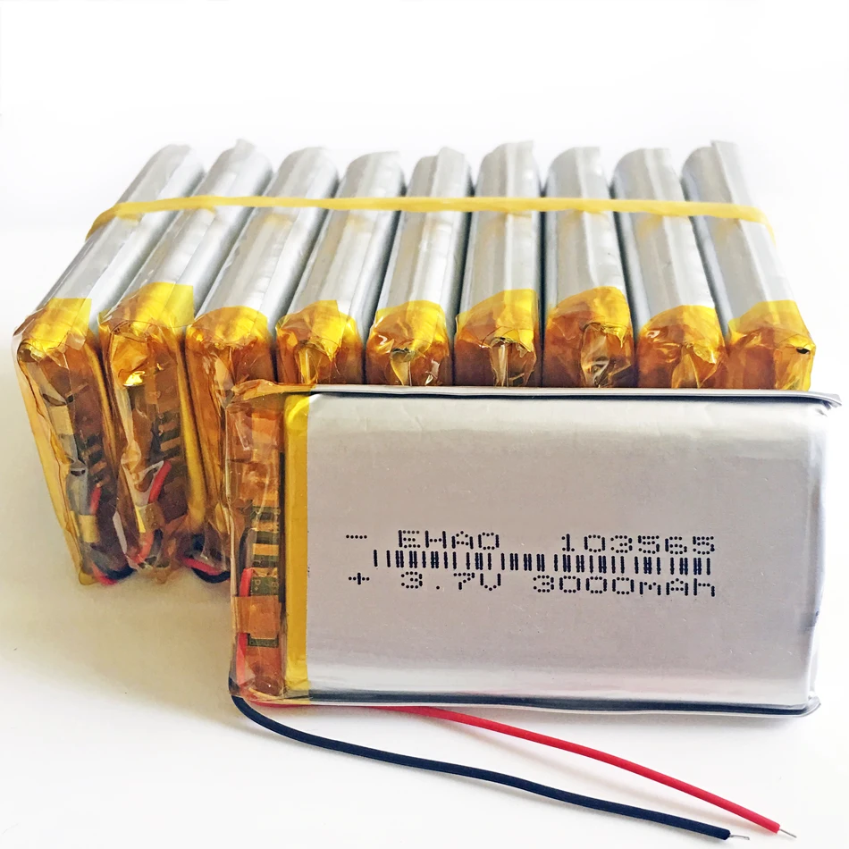 10 шт 3,7 V 3000mAh 103565 литий-полимерный аккумулятор для gps psp DVD электронная книга планшетный ПК ноутбук внешний аккумулятор