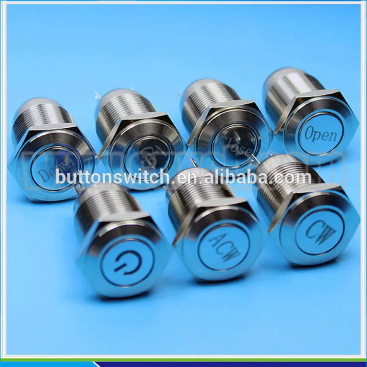 1648 16mm Flat round head momentary or latching without lamp Words-engraving mechanical momentary push button switch