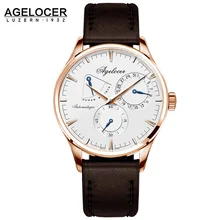 New design army watch Agelocer men’s watches white dashboard role automatic movement power reserve display seconds dial