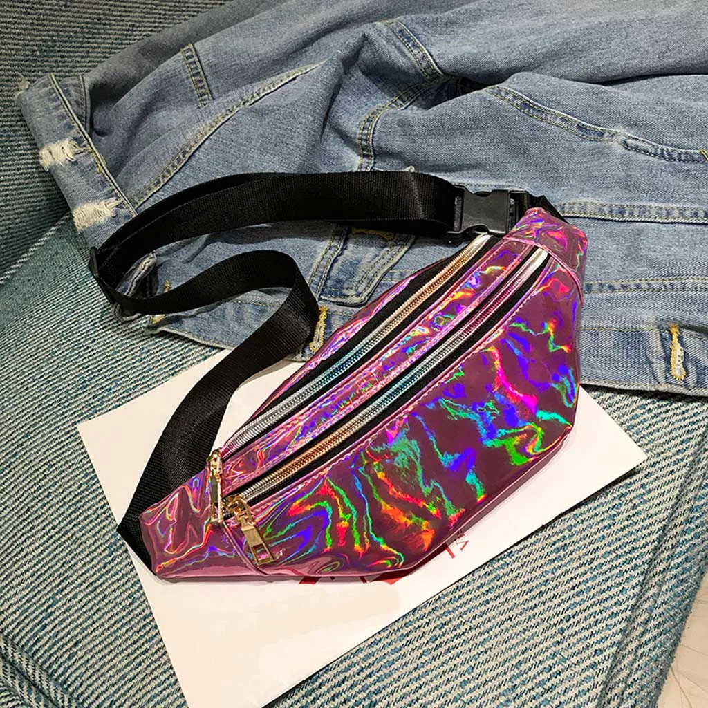 

Outdoor Fashion Women Waist Pack Students Female Sports Zipper Messenger Bag Chest Bag Leather And PVC Women Fanny Packs Bumbags