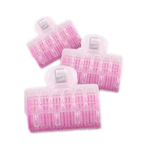 3 шт., бигуди для волос, бигуди с самозахватом, нейлоновые липкие инструменты для завивки волос с пластиковыми зажимами, парикмахерские принадлежности, розовый цвет, большой размер, 3C