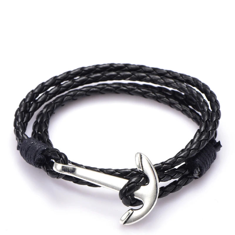 leather bracelet NIUYITID мужской кожаный браслет с магнитной застежкой винтажные мужские плетеные украшения для женщин ручной работы многослойный браслет на запястье подарки - Окраска металла: leather bracelet