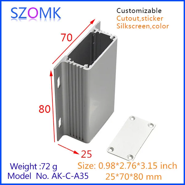 

wall mounted aluminum anodizing extrusion enclosure (4 pcs) 25*70*80mm aluminum extruded tool box, 2015 new aluminum boxes