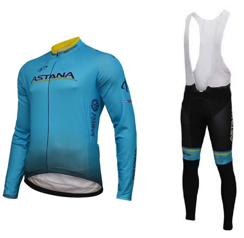 

WINTER FLEECE THERMAL 2018 ASTANA PRO TEAM LONG SLEEVE CYCLING JERSEY CYCLING WEAR ROPA CICLISMO+ BIB PANTS 3D GEL PAD SET