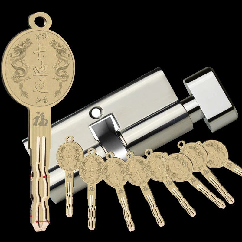 

Door cylinder 65 70 75 80 85 90 100mm Security Copper Lock Cylinder Security door Handle Brass Key Anti-Pry Stainless Cylinder